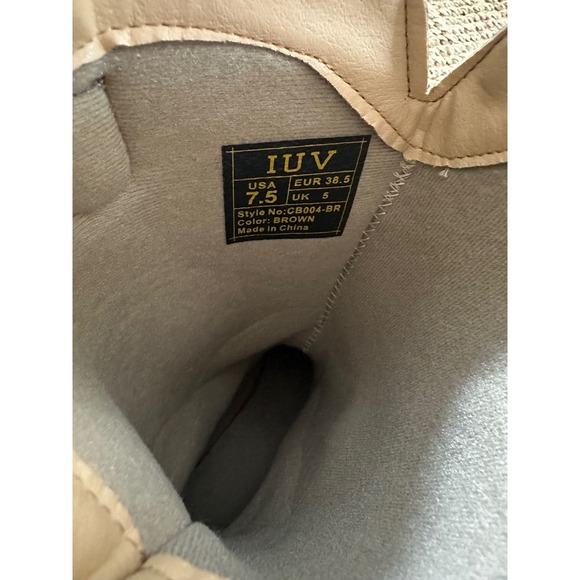 IUV Women's Western Cowboy Boots Brown Embroidered Square Toe Size 7.5 - Picture 3 of 4